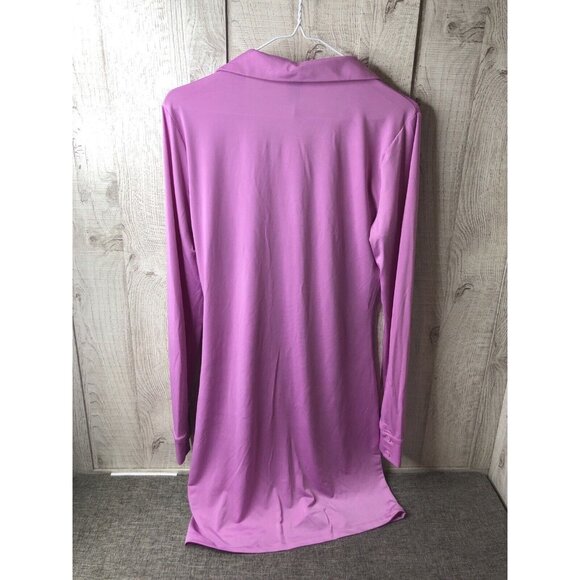 Womens Wild Fable Pink Mauve Button Up Long Sleeves Dress Size Large - Picture 2 of 5